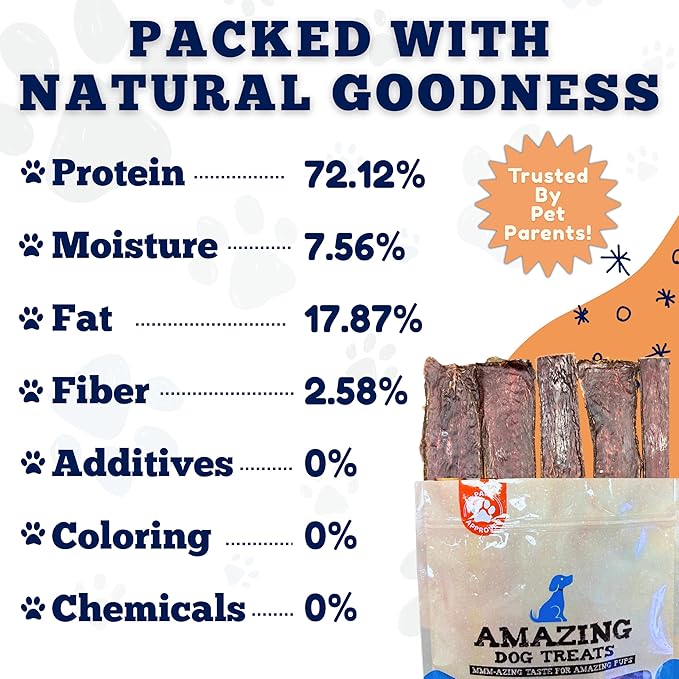 Amazing Dog Treats - Beef Esophagus Jerky for Dogs (10-12 Inch - 30 Pc/Pack) - Gullet Dog Chews
