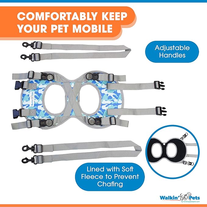 Walkin’ Warrior Rear Dog Harness for Mobility, Adjustable Handles, Rear Leg Dog Harness for Senior Dogs and Pets Recovering from Surgery