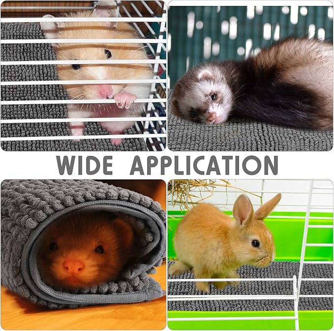 Amylove 4 Pcs Guinea Pig Cage Liner Washable Fleece Pee Pads Pet Dog Cat Bedding Training Mat for Small Animal Guinea Pig Puppy Bunny Hamster(16 x 24 Inch,Rectangular,Dark Gray)