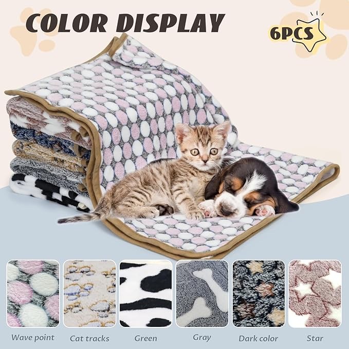 YedsIntu 6 Pcs Washable Guinea Pig Blankets Absorbent Small Animal Fleece Bedding Cage Liners Reusable Pet Pee Pad Sleep Mat Pad Cover for Hamster Ferret Rabbit Chinchilla Hedgehog (24" x 47")