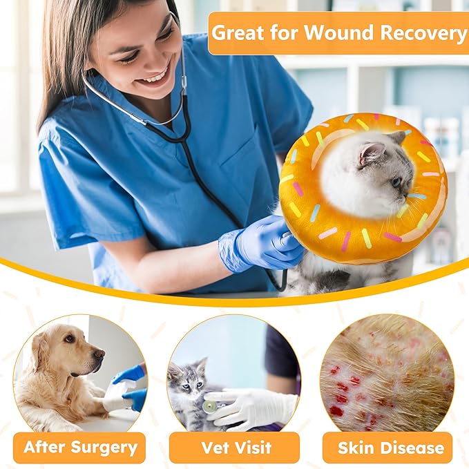 Hpetppy Cat Cone Collar Soft, Cat Recovery Collar for Wound Healing Cute Donut Adjustable Kittens Cones to Stop Licking Comfortable Lightweight Neck Elizabethan Collars for Cats Kittens After Surgery