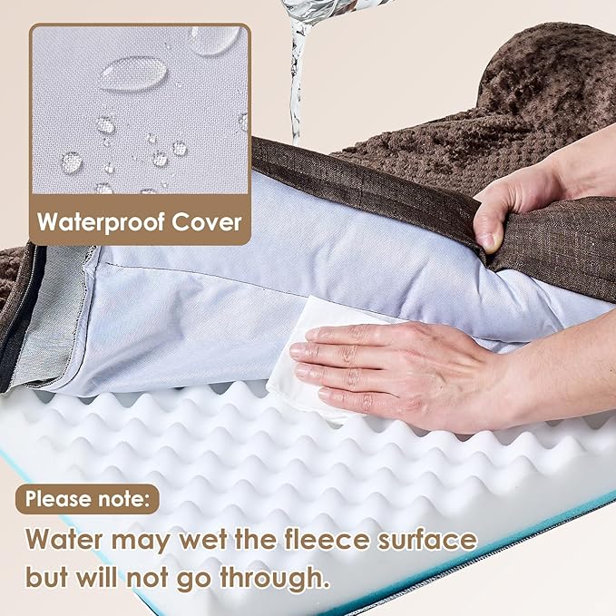 EHEYCIGA Orthopedic Dog Bed Medium Size Dogs, Memory Foam Dog Bed with Washable Removable Cover, Waterproof Pet Sofa Couch for Crate with Nonskid Bottom, 30x20x6,Brown