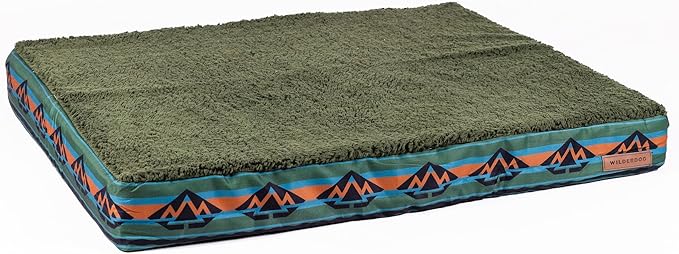 Wilderdog Orthopedic Memory Foam Dog Bed for Weightless, Full-Body Relaxation Featuring 2-Layer Premium Foam Core with Washable Sherpa Fleece Cover and Waterproof Liner and Textured Non-Slip Bottom