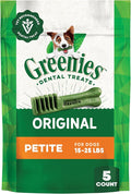 Greenies Veterinarian-Recommended Adult Natural Dental Dog Treats Petite Size, Dog Dental Chews, Original Flavor, 3 oz. Pack, 5 Count