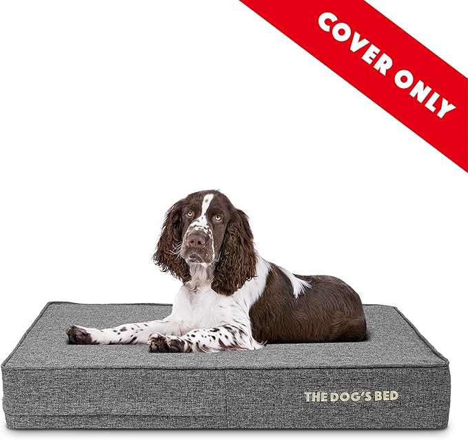 The Dog’s Bed Replacement Outer Cover, Linen Fabric, Grey Linen, Large, 6-Inch