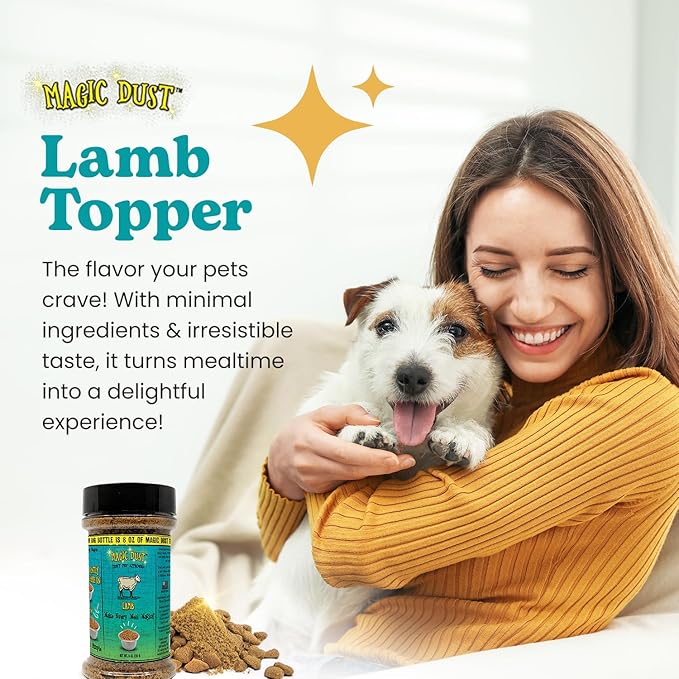 Wild Meadow Farms - Magic Dust Lamb Jerky Topper, Single Protein Pet Food Topper for Dogs & Cats, Enhance Flavor & Elevate Mealtime Excitement for Picky Eaters, Made in USA - 8 Ounce Bottle