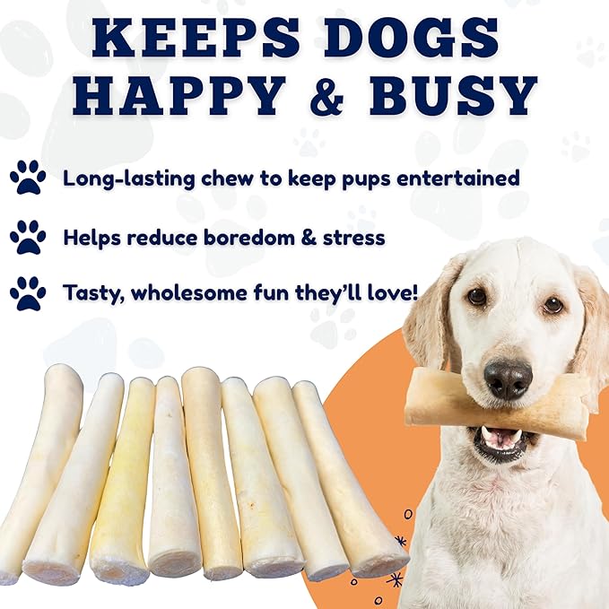 Amazing Dog Treats - 6 Inch Cow Tail Dog Chew- Thick - (20 Pcs/Pack) - Premium Quality - Sourced from Grass Fed Cattle - Long Lasting Dog Chew- Rawhide Alternative