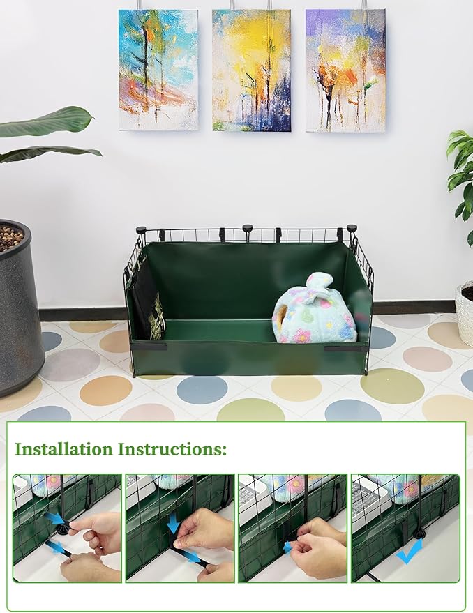 Guinea Pig Cage Liner, for 28"x13" Area Litter Box & Hay Feedder for Guinea Pig Rabbits Hamsters Hedgehogs Ferrets and Other Small Animals. Green