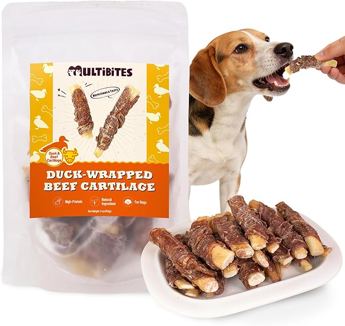 Duck-Wrapped Beef Cartilage for Dogs - Grain Free Limited Ingredient Training Treats - Healthy Snacks for Dogs - 5 oz