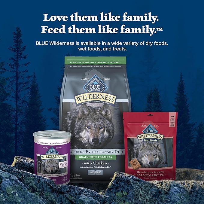 Blue Buffalo Wilderness Adult High-Protein Dry Dog Food with Real Chicken, Grain-Free, Made in the USA with Natural Ingredients, Chicken, 4.5-lb Bag