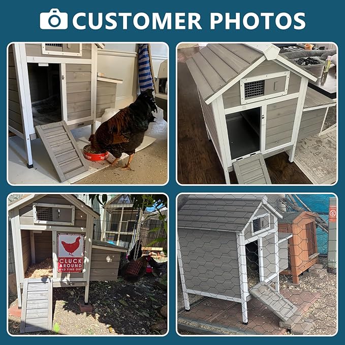 Ketive Chicken Coop Chicken House Outdoor with Removable Trays, Wooden Rabbit Hutch Poultry Cage with Nesting Box, Indoor Hen House Chicken Cage with Ramp for Garden Backyard (36.2"L x 26"W x 38.3"H)