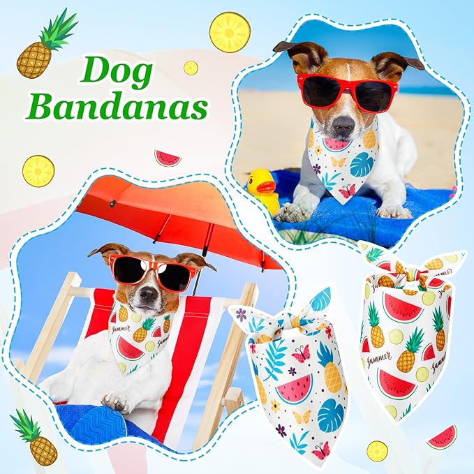Shyyween 100 Pcs Fruit Dog Bandanas Bulk Summer Bandanas for Dogs Hawaiian Soft Bibs Adjustable Triangle Scarf for Small Medium Large Pet Costume