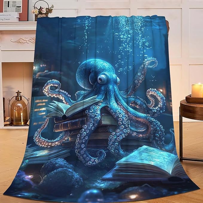 Octopus Throw Blanket Ocean Octopus Stuff Gifts for Kids Girls Boys Adults Women Man Soft Cozy Warm Plush Fluffy Fuzzy Fleece Blanket Decor 40''X50''