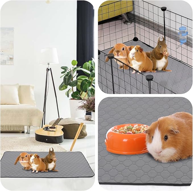 2Pack Guinea Pig Cage Liners, LWYMX 24''X48'' Washable Guinea Pig Pee Pads, Non Slip Reusable Super Absorbent Guinea Pig Training Mat Bedding Fleece for Small Animals Hamster Rabbit Chinchilla Rat