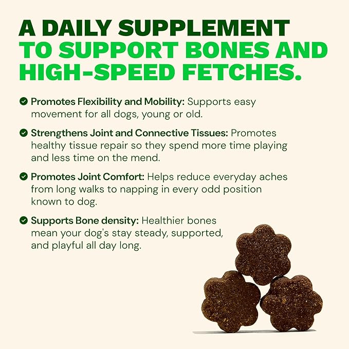 Get Joy Mobility Chew, Hip & Joint Supplement for Dogs, Vet Recommended Soft Daily Activity & Flexibility Support with Glucosamine, MSM & Green-Lipped Mussel, Made in USA, 90 Count