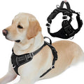 BARKBAY Dog Harness No Pull Oxford with ID Tag Pocket - Heavy Duty, Reflective, Easy Control for Large Dogs(Black Oxford,L)
