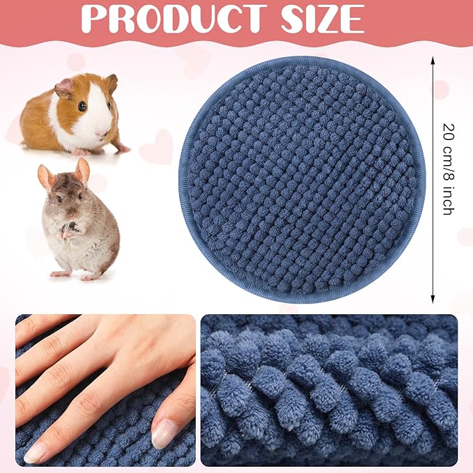Amylove 4 Pcs Guinea Pig Cage Liner Washable Fleece Pee Pads Pet Dog Cat Bedding Training Mat for Small Animal Guinea Pig Puppy Bunny Hamster(Diameter 7.8 Inch,Round,Mixed Color)