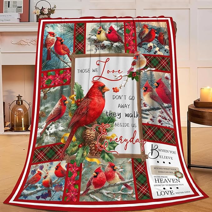 Cardinal Throw Blanket Red Bird Cardinal Stuff Gifts for Kids Girls Boys Adults Women Men Soft Cozy Warm Plush Fluffy Fuzzy Fleece Blanket Christmas Decor 60''X80''