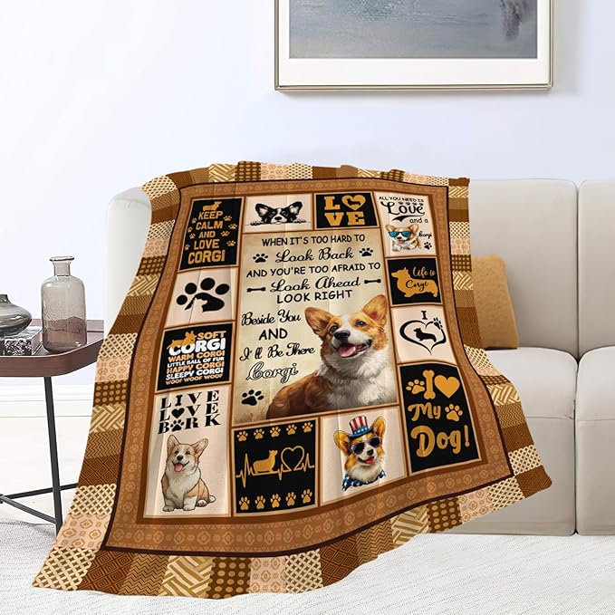 Corgi Throw Blanket Corgi Puppy Stuff Gifts for Dog Lover Kids Girls Boys Adults Women Men Soft Cozy Warm Plush Fluffy Fuzzy Fleece Blanket Decor 60''X80''