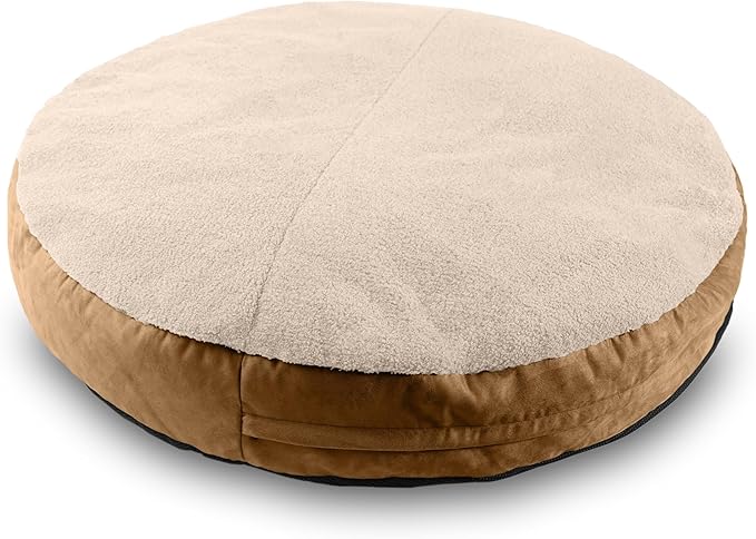 JAXX Robbi Dog Bed Bean Bag – Round Bed with Machine Washable Cover and No-Slip Base - Supportive Memory Foam for Senior Dogs & Joint Pain Relief - Ultimate Comfort & Luxury - Large, Cloud/Beige
