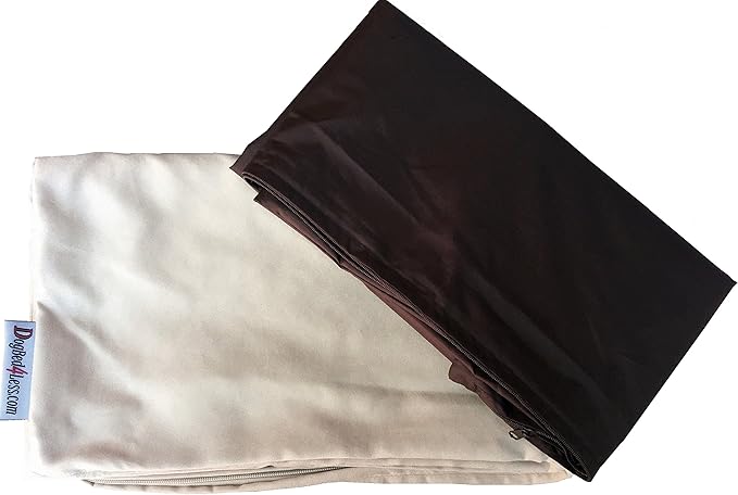 Dogbed4less Gel Memory Foam Dog Bed for Medium Large Pet with Waterproof Internal Cover, Microsuede Khaki 34X27X3 Inches