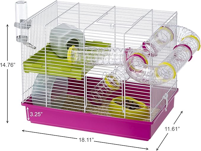 Ferplast Laura Small Hamster Cage | Fun & Interactive Cage Measures 18.11L x 11.61W x 14.8H & Includes All Accessories