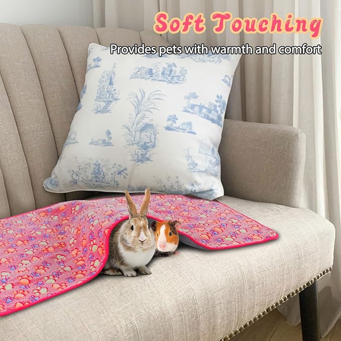 YUEPET Waterproof Guinea Pig Blankets Washable 3 Pack Small Animal Fleece Cage Liners Pet Soft Sleep Mat Pad Cover Warm Flannel Throw for Hamster Guinea Pig Rabbit Chinchilla Hedgehog Ferret 48"×24"
