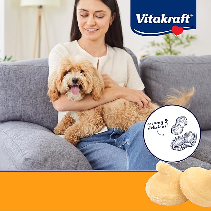 Vitakraft Drops Dog Treats - Peanut Flavor – Grain-Free Training Treats - Real Yogurt & Whey, Added Vitamins A, D3, E, B12, Riboflavin & Niacin – For All Dog Sizes & Ages – Resealable 8.8 oz Bag