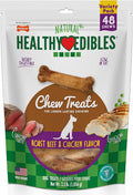 Nylabone Healthy Edibles Natural Dog Chews, Long Lasting Bones for Dogs, Roast Beef & Chicken Flavor Dog Treats, X-Small (48 Count)