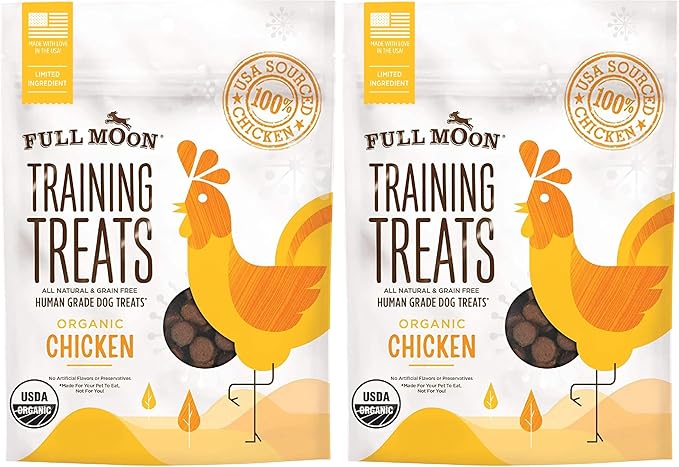 Full Moon USDA Organic Chicken Training Treats Healthy All Natural Dog Treats Human Grade 175-Treats 6 Ounce,(Pack of 2)