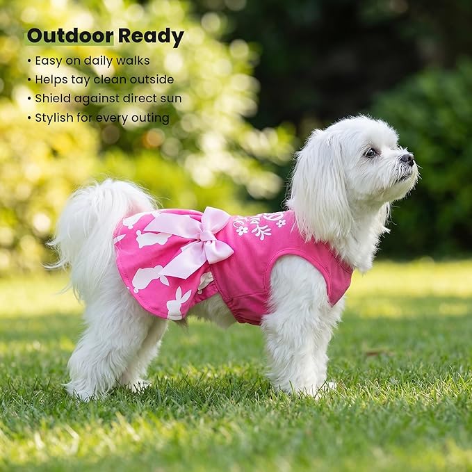 Fitwarm Eggstra Cute Dog Easter Outfit, Bunny Dog Dress, Holiday Dog Clothes for Small Dogs Gril, Pet Cat Clothing, Hot Pink, XS