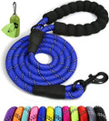 Taglory Rope Dog Leash 4 FT with Comfortable Padded Handle, Highly Reflective Threads Leash and Anti-Tangle Clip for Walking Medium Large Dogs, 1/2 inch, Navyblue
