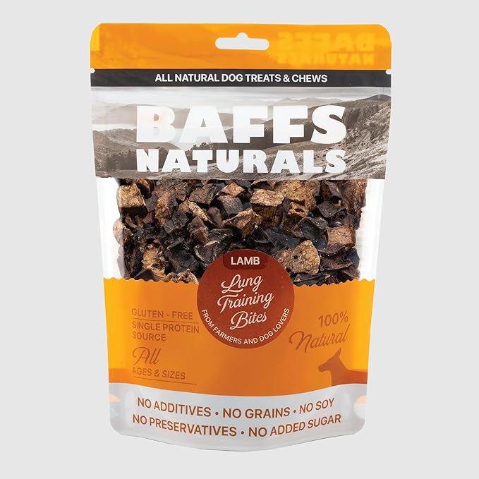 Lamb Lung Dog Treats - Perfect for Dog Training | 100% Natural Dog Treats | High Protein Low Fat for Dogs | Gluten Free Lung Bites for Training Rewards | Healthy Pet Treats Bites | 7oz