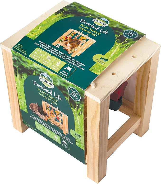 Oxbow Enriched Life Play Table, Rabbit Toys, Guinea Pig Toys, Enrichment for Bunny, Guinea Pig, Hamster, Rabbit, Chinchilla, Rat, Chinchilla Cage Accessories, Small Pet Accessories for Cage
