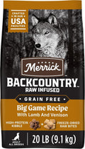 Merrick Backcountry Grain Free Dry Adult Dog Food, Kibble with Freeze Dried Raw Pieces, Big Game Recipe - 20.0 lb. Bag