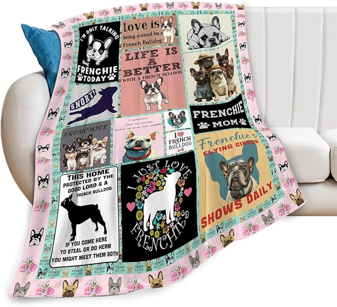 Boston Terrier Throw Blanket French Bulldog Frenchie Puppy Stuff Gifts for Dog Lover Kids Girls Boys Adults Women Men Soft Cozy Warm Plush Fluffy Fuzzy Fleece Blanket Decor 50''X60''