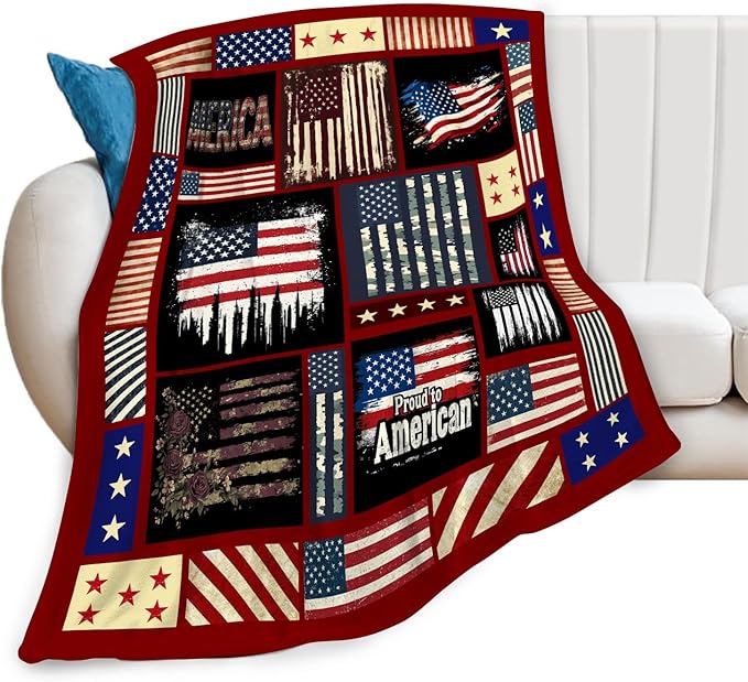 Veteran Blanket American Flag Throw Blanket Veterans Day Gifts for Men Women Adults Super Soft Cozy Plush Fluffy Fuzzy Fleece Blanket Home Decor 60''X80''