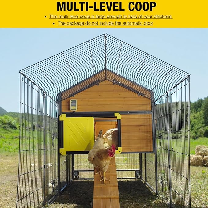 Chicken Coop All-Iron Frame Large Hen House Mobile Poultry Cage with Nesting Box,Metal Run,Waterproof Rain Cover Duck Coop, 85"