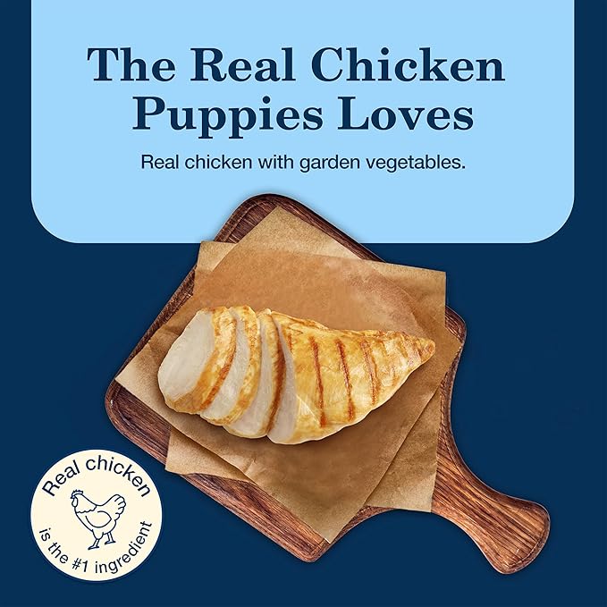 Blue Buffalo Homestyle Recipe Puppy Wet Dog Food, Made with Natural Ingredients, Chicken Dinner with Garden Vegetables & Brown Rice, 12.5-oz Cans, 12 Count (Pack of 2)