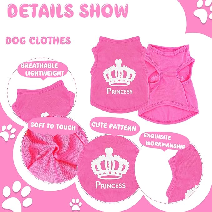 Generic 4 Pieces Summer Dog Clothes for Small Girls - Soft Puppy Shirts, Cute Chihuahua Teacup Outfits, Breathable Pet Clothing (Small, Pink, Purple)