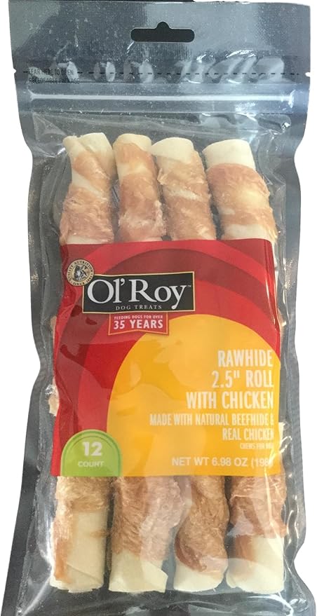 Ol' Roy Dog Treats, Rawhide Chicken Twists 2.5 inch, 12 Count