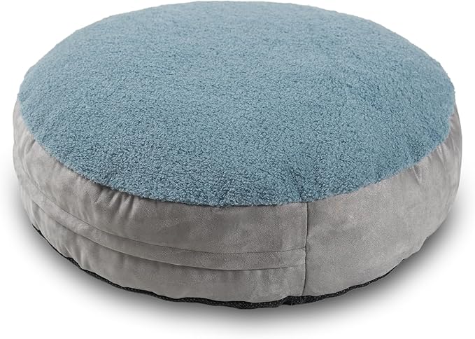 JAXX Robbi Dog Bed Bean Bag – Round Bed with Machine Washable Cover and No-Slip Base - Supportive Memory Foam for Senior Dogs & Joint Pain Relief - Ultimate Comfort & Luxury - Small, Blue/Grey
