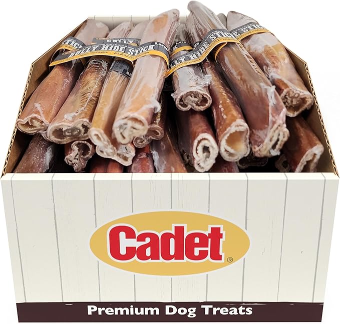 Cadet Bully Hide Sticks for Large Dogs, All-Natural Beef Pizzle, Limited-Ingredient Long-Lasting Dog Chews for Aggressive Chewers, 1 Count (Pack of 2)