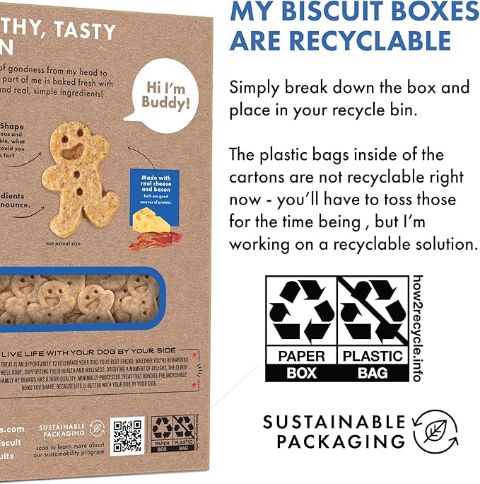 Buddy Biscuits Cloud Star 8 oz. Box Teeny Crunchy Dog Treats Made with Bacon & Cheese (Pack of 2)