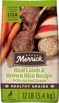 Merrick Healthy Grains Premium Adult Dry Dog Food, Wholesome And Natural Kibble With Lamb And Brown Rice - 12.0 lb. Bag