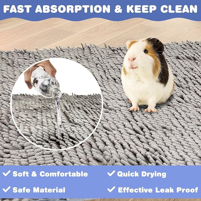 PINVNBY Guinea Pig Cage Mat Guinea Pig Bedding Washable Rabbit Mat Pads Reusable Small Animal Sleeping Bed for Bunny Hamster (55 x 28, Gray)