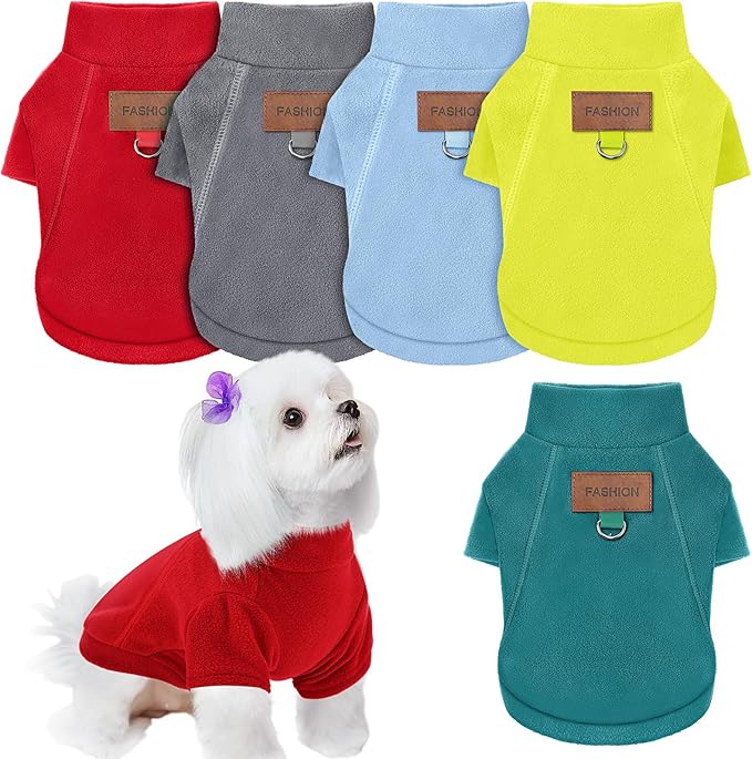 5 Pcs Fleece Dogs Sweaters for Small Medium Large Puppy Cat Pet Winter Soft Warm Pullover Jumper Turtleneck Sweatshirt Clothes Apparel Outfit(L)