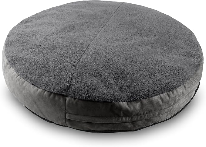 JAXX Robbi Dog Bed Bean Bag – Round Bed with Machine Washable Cover and No-Slip Base - Supportive Memory Foam for Senior Dogs & Joint Pain Relief - Ultimate Comfort & Luxury - Large, Grey/Charcoal