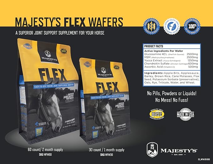 Majesty's Flex Wafers - Superior Joint Support Supplement For Your Horse - 30 Count (1 Month Supply)