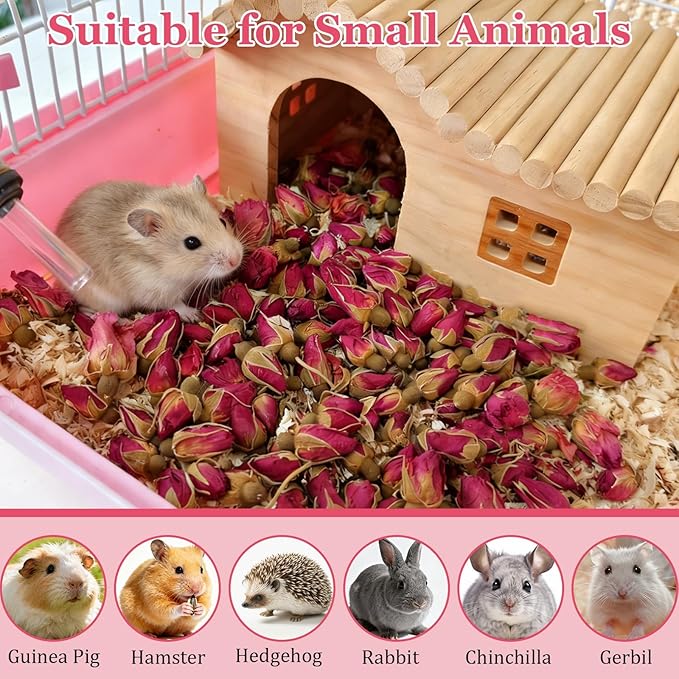 Hamster Bedding Habitat 200G/7.0oz Hamster Forage Flowers Cage Accessories for Rabbit Gerbil Mouse Guinea Pig (200G)